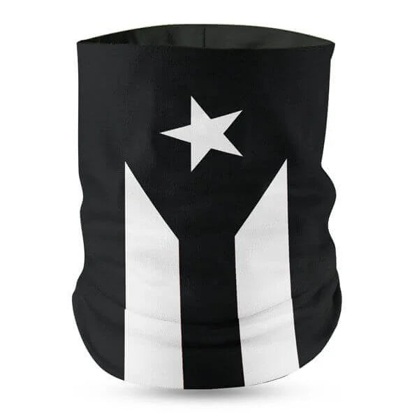 Black Puerto Rico Flag Face Bandana
